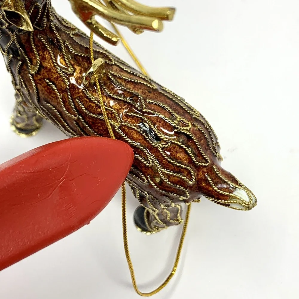 POTTERY BARN Cloisonné Style Enamel Reindeer 4